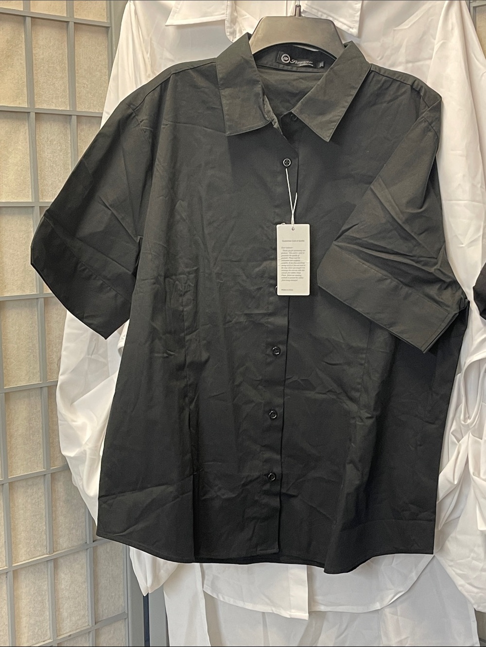 Relaxed Button-Up Shirt in black